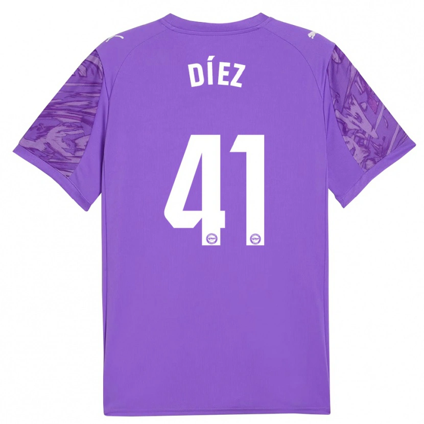 Danxen Bambino Victor Díez #41 Maglia Gara Portiere Viola Bianco 2025/26 Maglietta