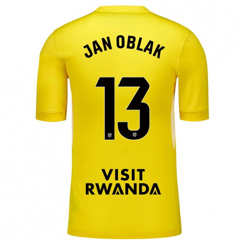 Danxen Bambino Jan Oblak #13 Maglia Gara Portiere Giallo Nero 2025/26 Maglietta