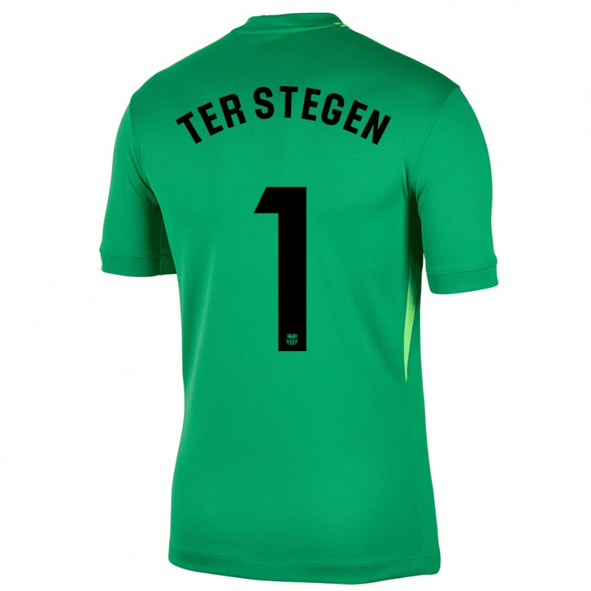Danxen Bambino Marc-André ter Stegen #1 Maglia Gara Portiere Verde Nero 2025/26 Maglietta
