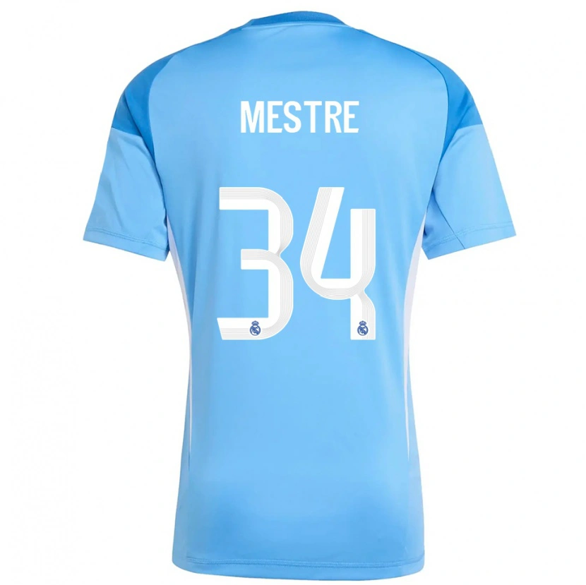 Danxen Bambino Sergio Mestre #34 Maglia Gara Portiere Azzurro Bianco 2025/26 Maglietta