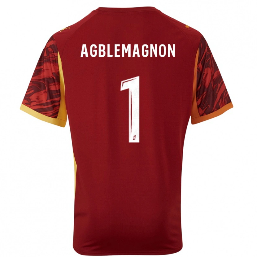 Danxen Bambino Jordan Agblemagnon #1 Maglia Gara Portiere Borgogna Marrone 2025/26 Maglietta