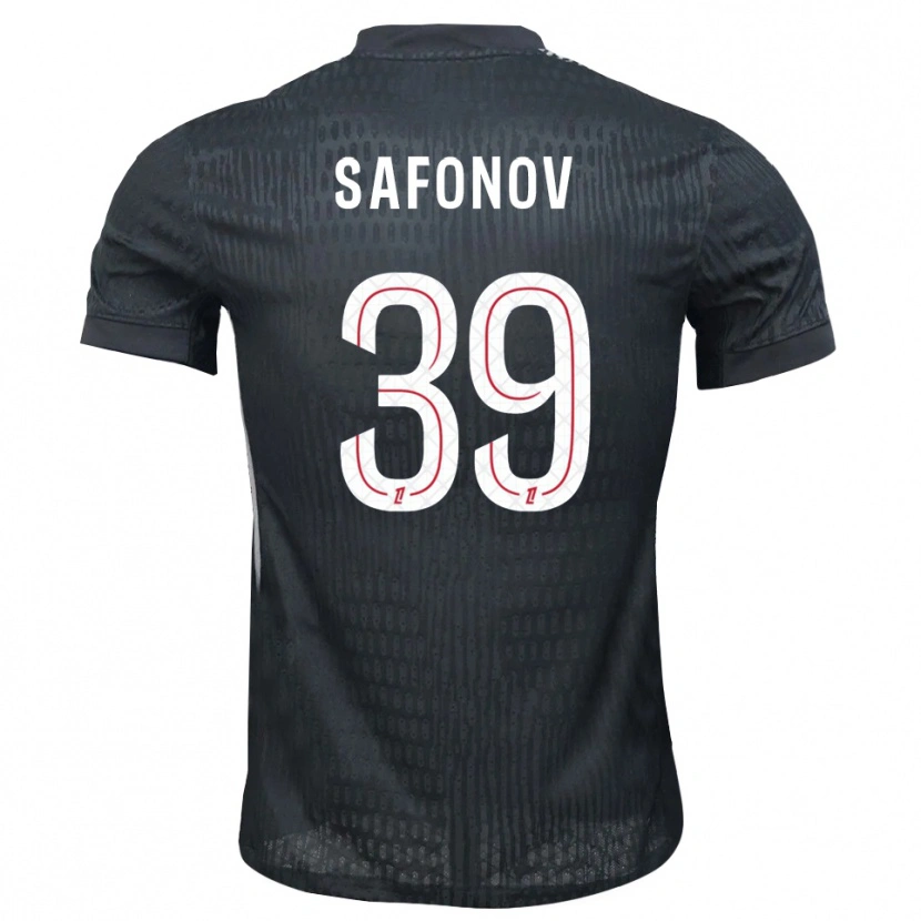 Danxen Bambino Matvey Safonov #39 Maglia Gara Portiere Grigio Scuro Nero 2025/26 Maglietta