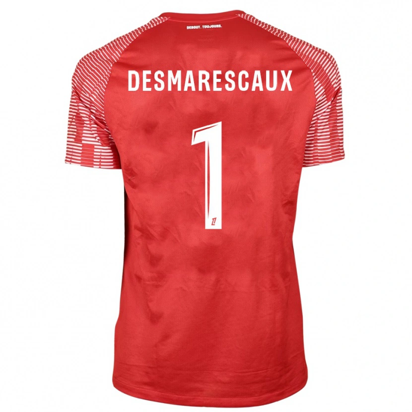 Danxen Bambino Émile Desmarescaux #1 Maglia Gara Portiere Rosso Bianco 2025/26 Maglietta
