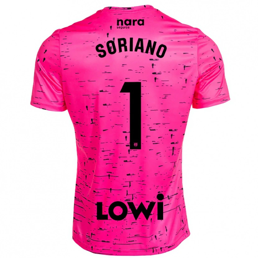 Danxen Bambino Juan Soriano #1 Maglia Gara Portiere Rosa Profondo Nero 2025/26 Maglietta