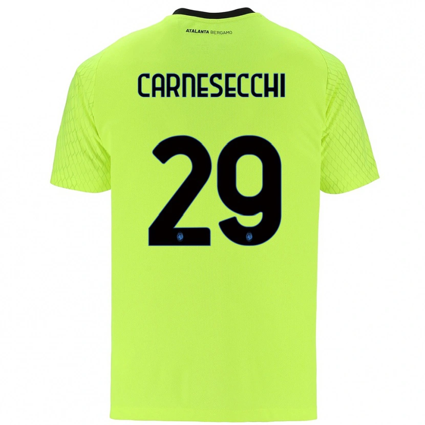 Danxen Bambino Marco Carnesecchi #29 Maglia Gara Portiere Verde Giallo Rosso 2025/26 Maglietta