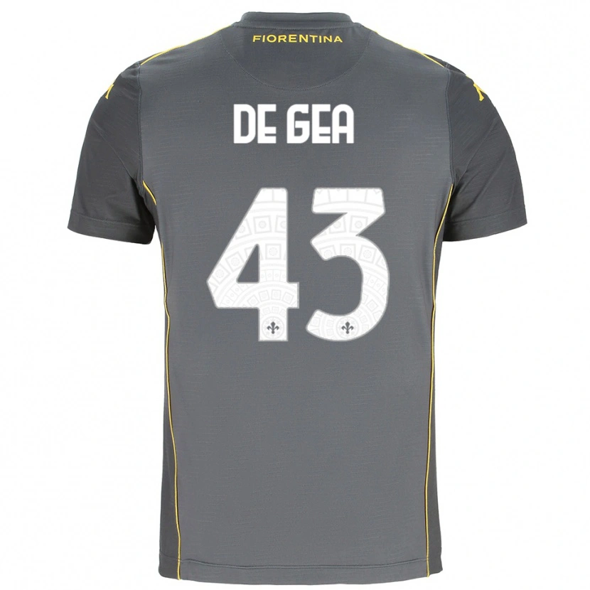 Danxen Bambino David de Gea #43 Maglia Gara Portiere Grigio Scuro Giallo 2025/26 Maglietta