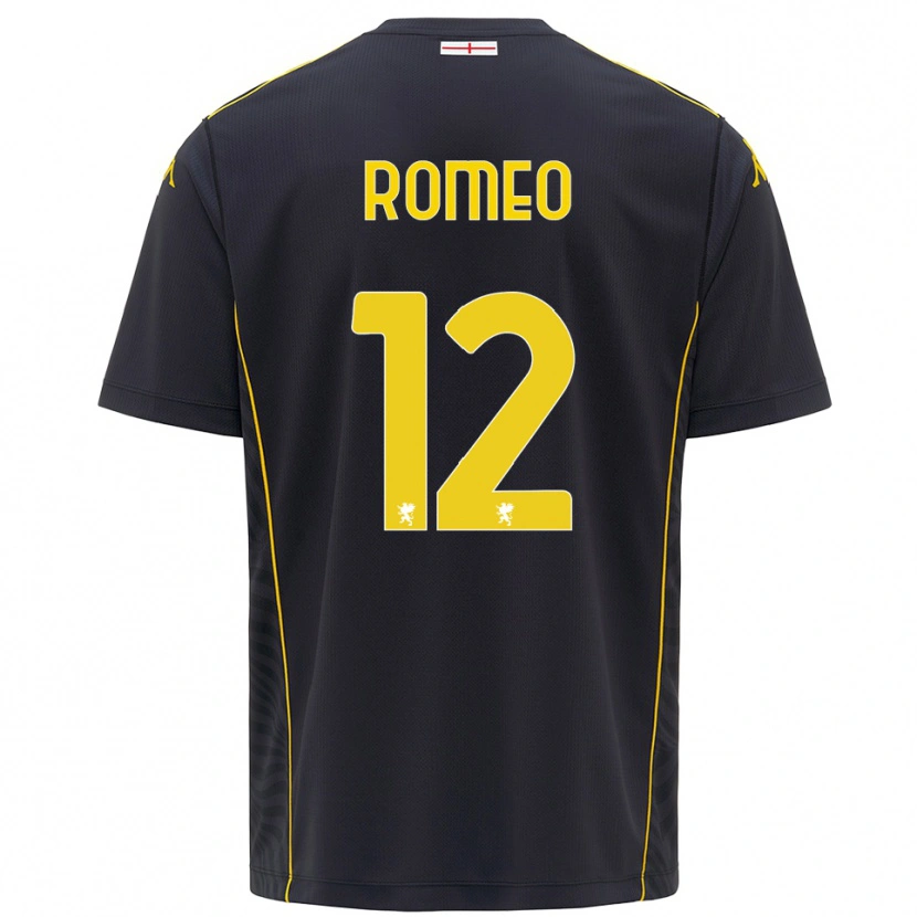 Danxen Bambino Emanuele Romeo #12 Maglia Gara Portiere Nero Giallo 2025/26 Maglietta