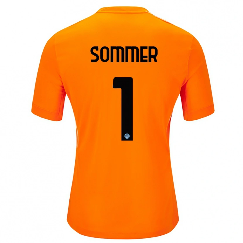 Danxen Bambino Yann Sommer #1 Maglia Gara Portiere Arancione Chiaro Nero 2025/26 Maglietta