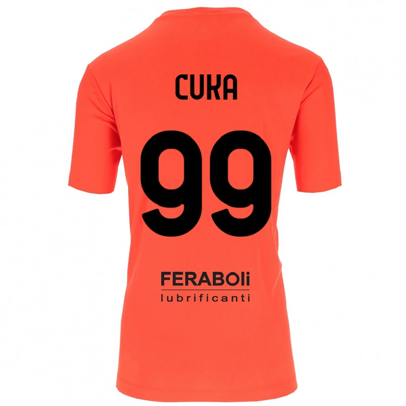 Danxen Bambino Samuel Cuka #99 Maglia Gara Portiere Arancione Rosso Nero 2025/26 Maglietta