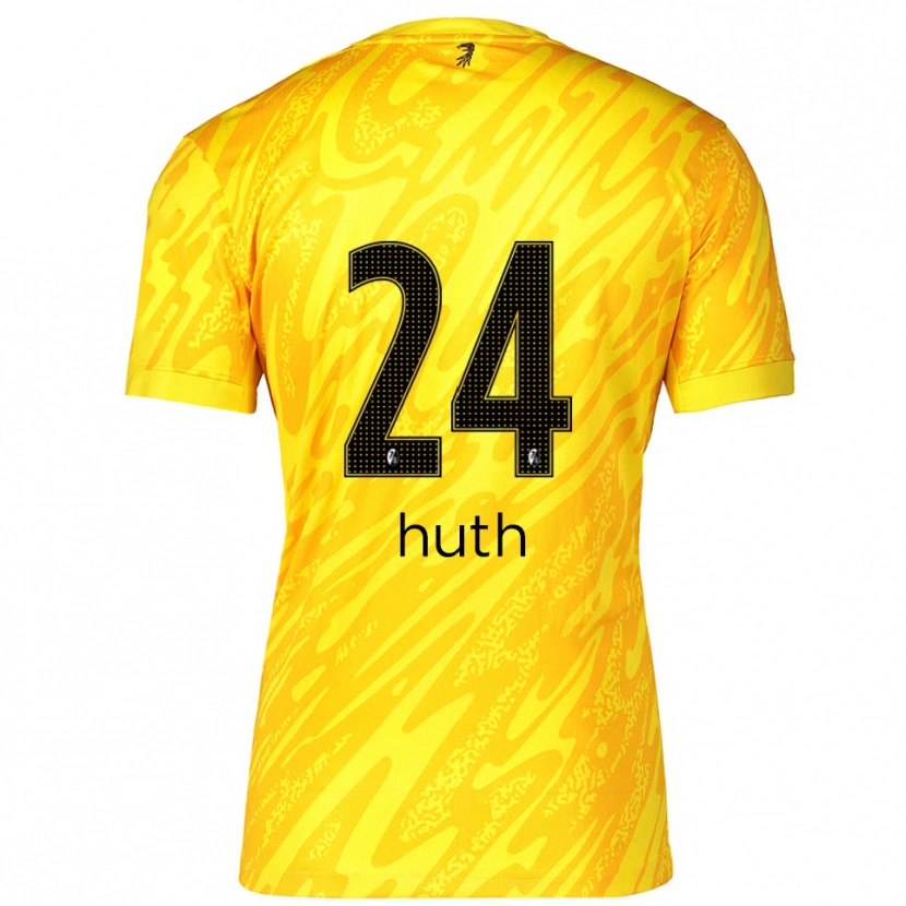 Danxen Bambino Jannik Huth #24 Maglia Gara Portiere Giallo Nero 2025/26 Maglietta