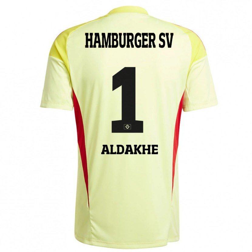 Danxen Bambino Ather Aldakhe #1 Maglia Gara Portiere Giallo Nero Rosso 2025/26 Maglietta