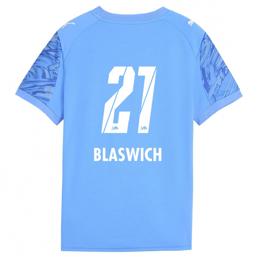 Danxen Bambino Janis Blaswich #21 Maglia Gara Portiere Blu Reale Rosso 2025/26 Maglietta