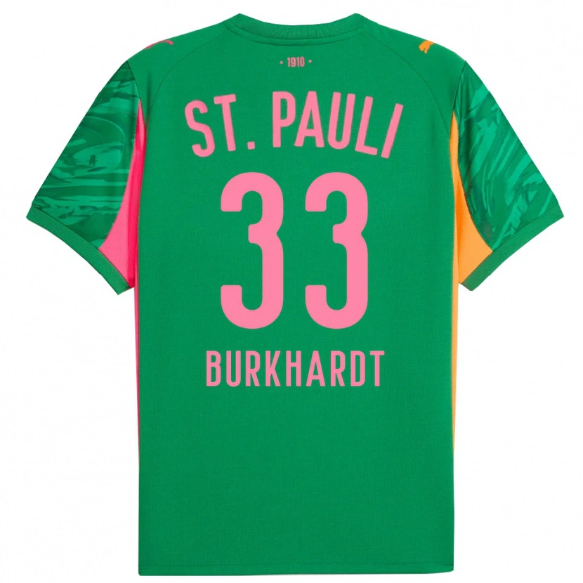 Danxen Bambino Jannik Burkhardt #33 Maglia Gara Portiere Verde Arancione Rosa 2025/26 Maglietta