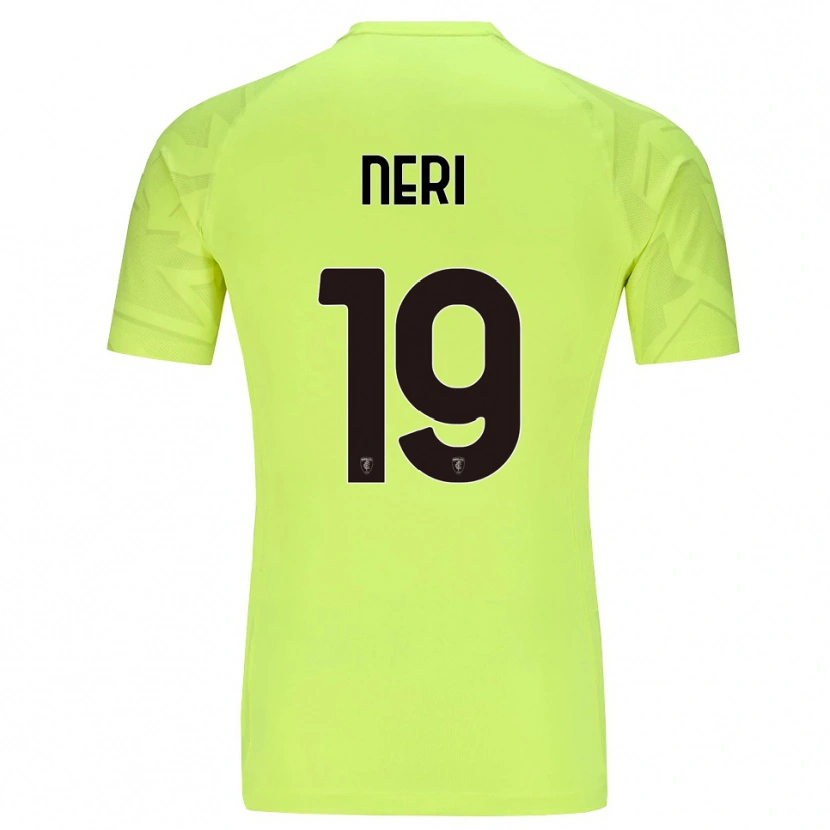 Danxen Bambino Christian Neri #19 Maglia Gara Portiere Verde Fluorescente 2025/26 Maglietta
