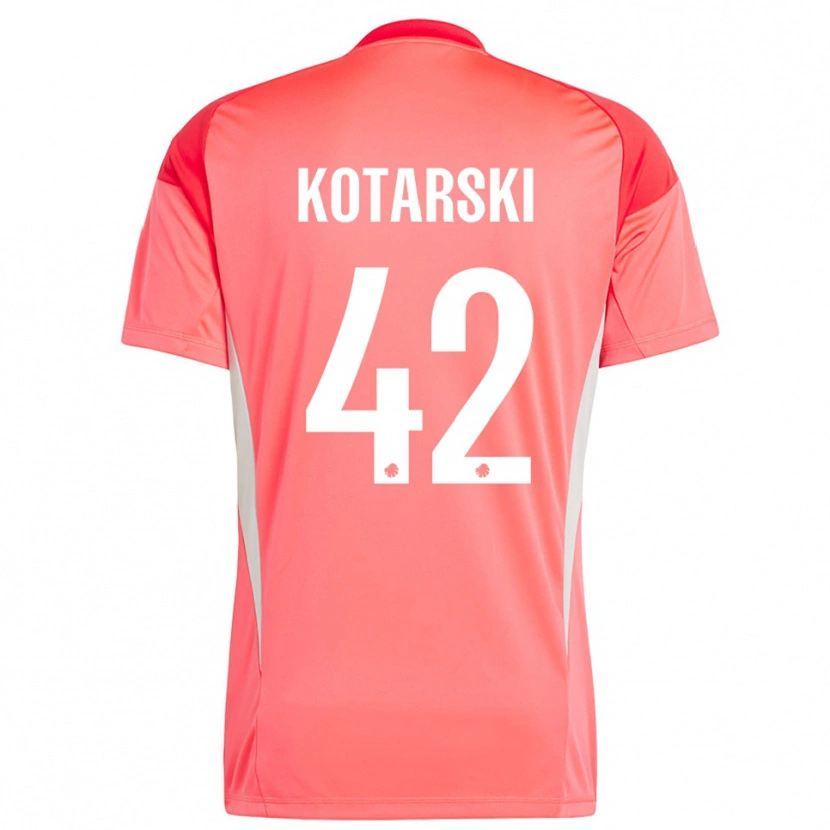 Danxen Bambino Dominik Kotarski #42 Maglia Gara Portiere Bianco Rosso 2025/26 Maglietta