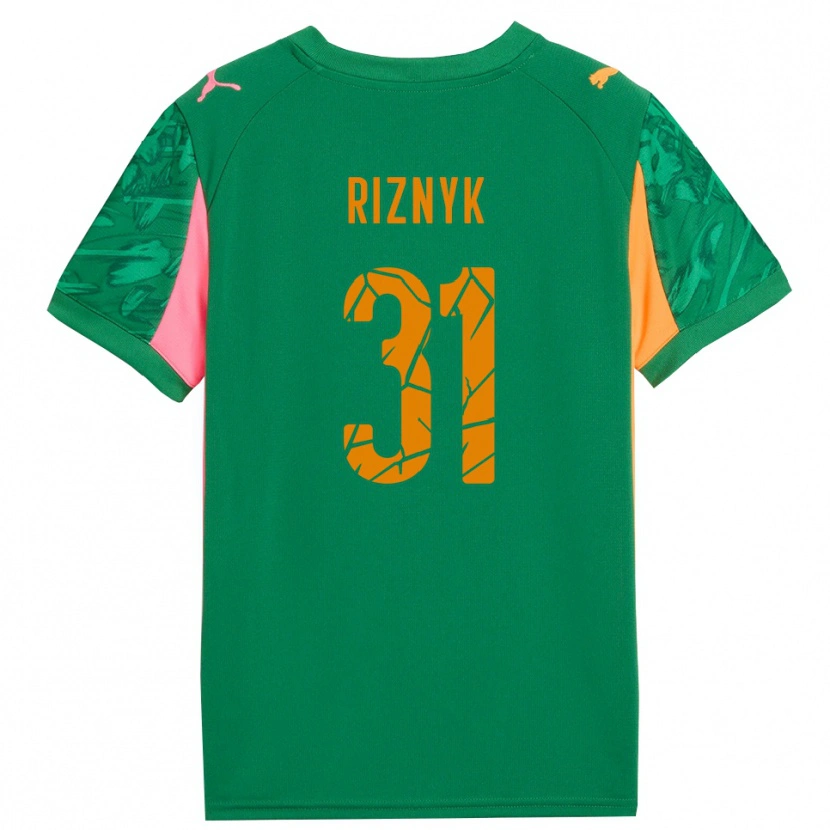 Danxen Bambino Dmytro Riznyk #31 Maglia Gara Portiere Verde Arancio Rosa 2025/26 Maglietta