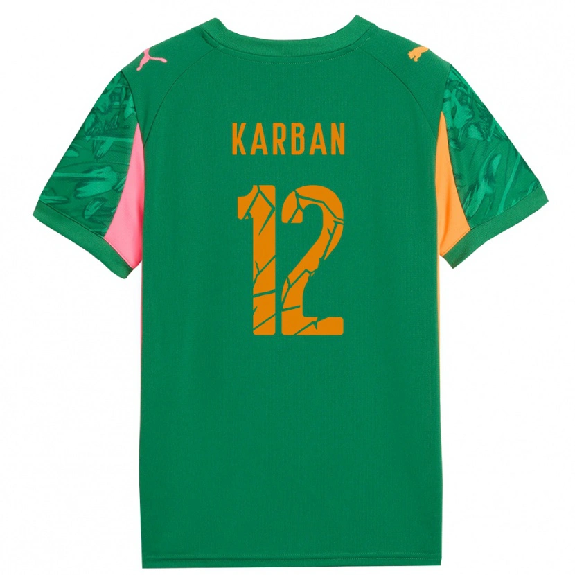 Danxen Bambino Yevheniia Karban #12 Maglia Gara Portiere Verde Arancio Rosa 2025/26 Maglietta