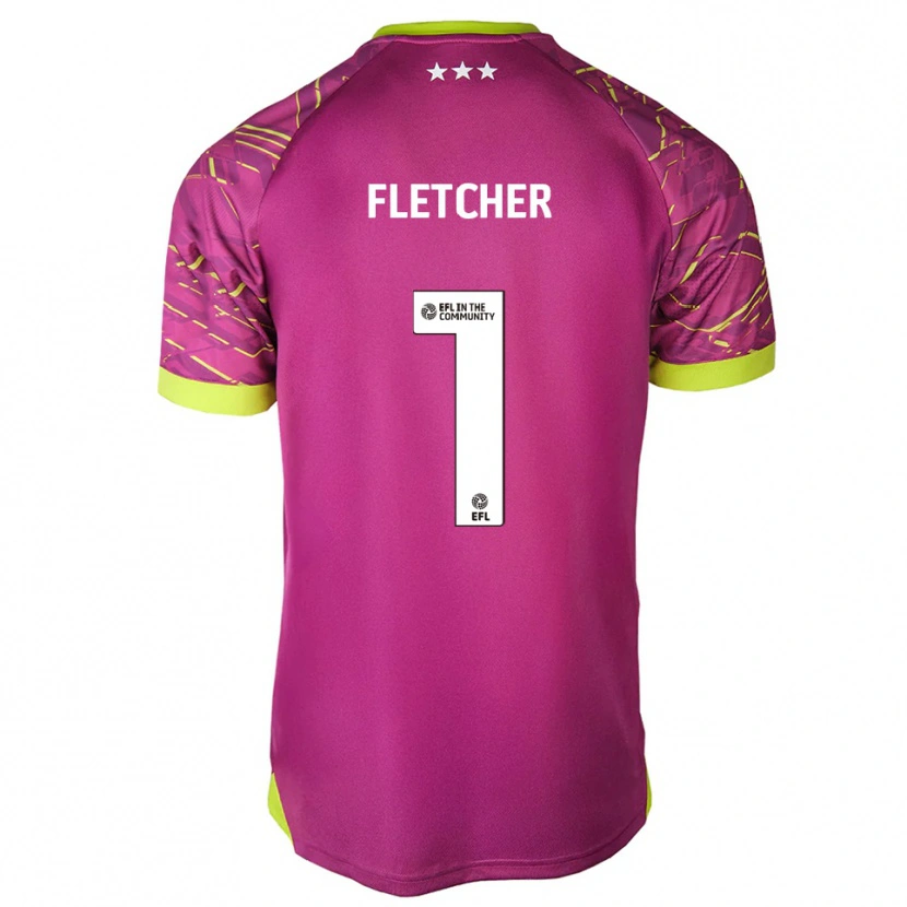 Danxen Bambino William Fletcher #1 Maglia Gara Portiere Rosso Melanzana 2025/26 Maglietta