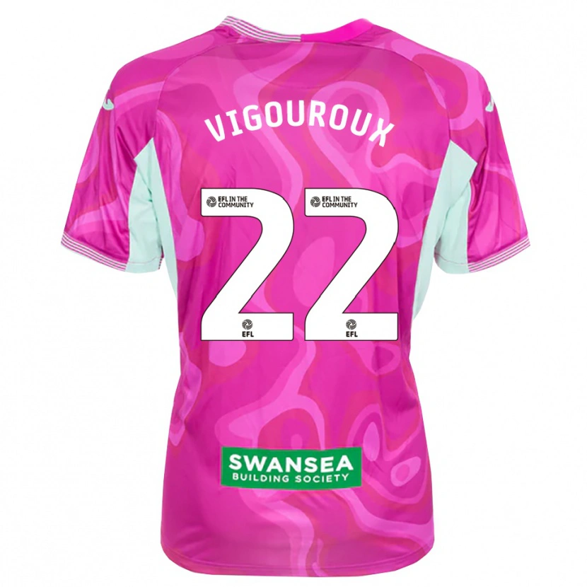 Danxen Bambino Lawrence Vigouroux #22 Maglia Gara Portiere Magenta Bianco 2025/26 Maglietta