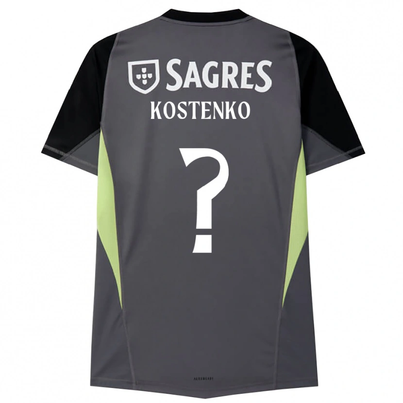 Danxen Bambino Igor Kostenko #0 Maglia Gara Portiere Grigio Scuro Nero 2025/26 Maglietta