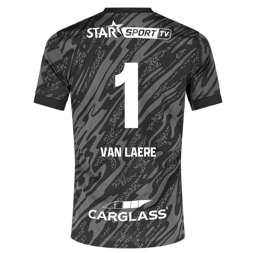 Danxen Bambino Daan Van Laere #1 Maglia Gara Portiere Grigio Scuro Nero 2025/26 Maglietta