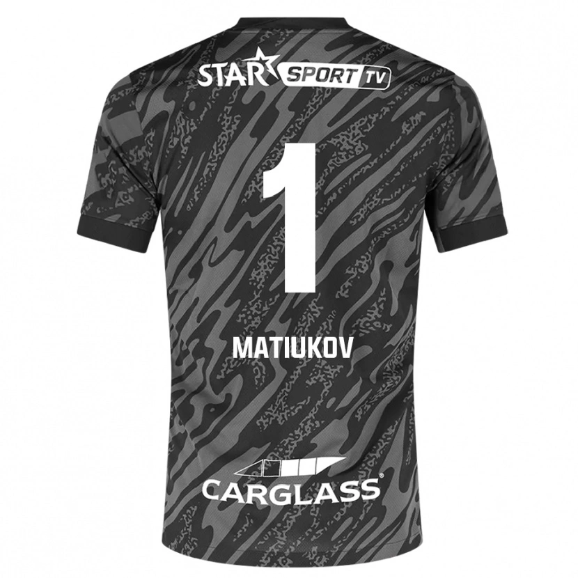 Danxen Bambino Platon Matiukov #1 Maglia Gara Portiere Grigio Scuro Nero 2025/26 Maglietta
