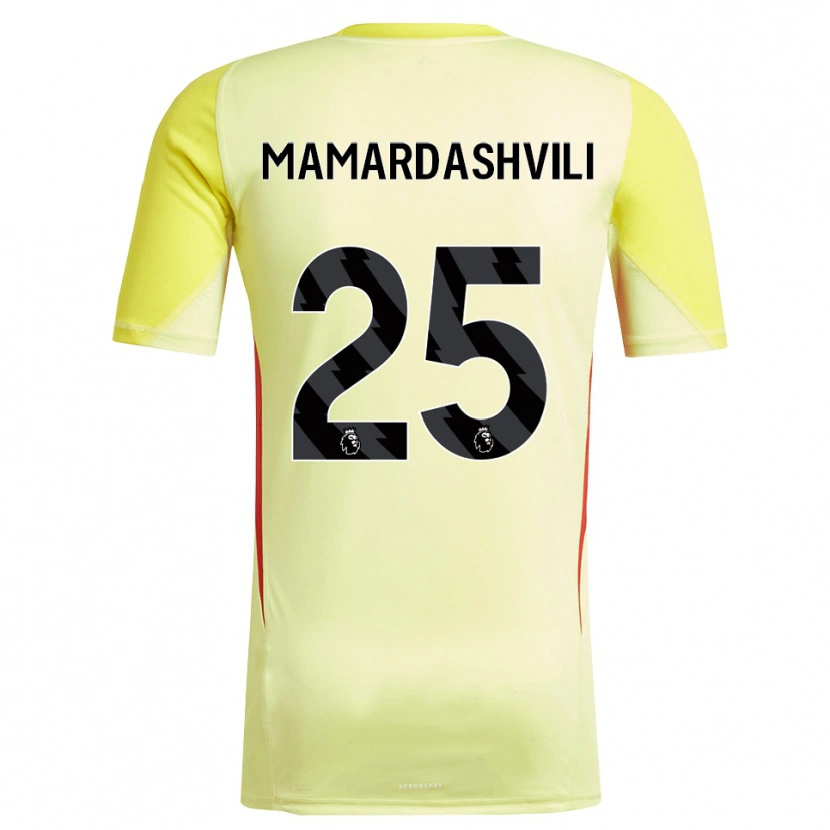 Danxen Bambino Giorgi Mamardashvili #25 Maglia Gara Portiere Giallo Rosso 2025/26 Maglietta