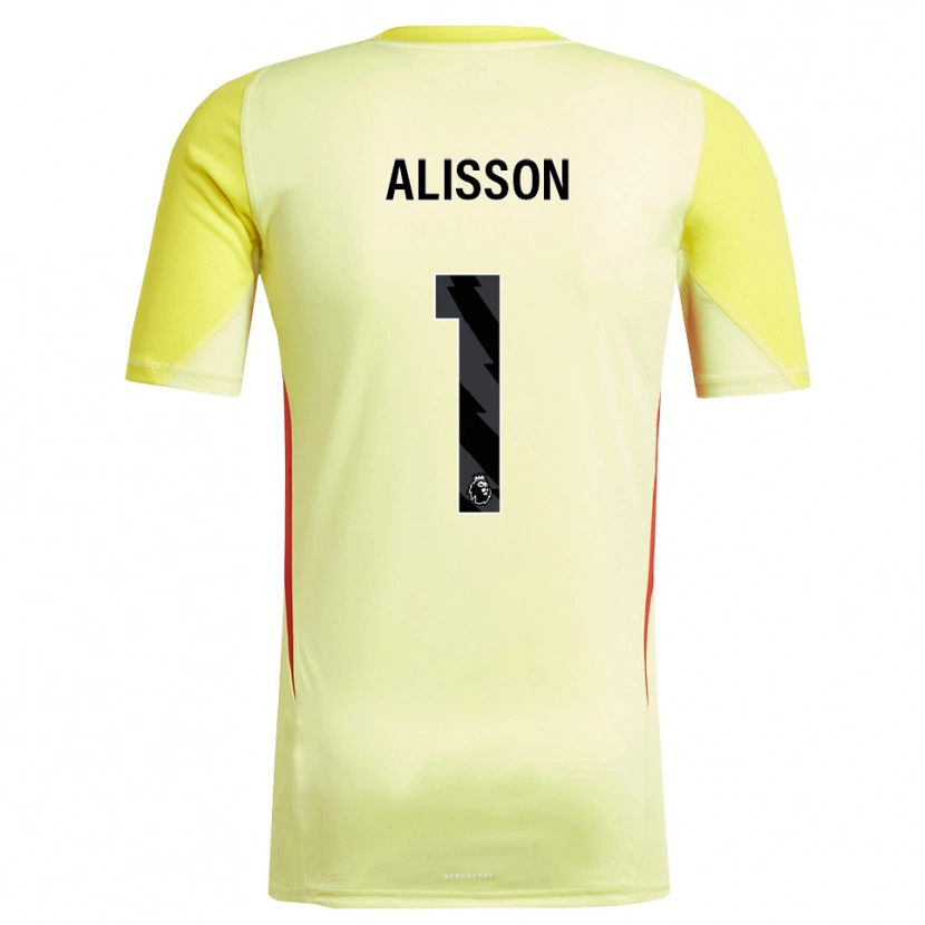Danxen Bambino Alisson #1 Maglia Gara Portiere Giallo Rosso 2025/26 Maglietta