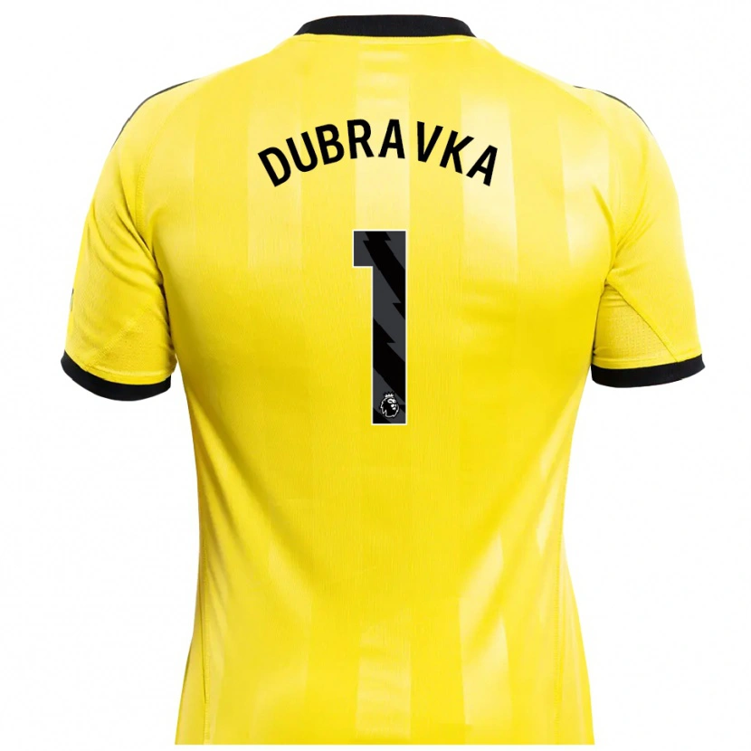 Danxen Bambino Martin Dúbravka #1 Maglia Gara Portiere Giallo Nero 2025/26 Maglietta