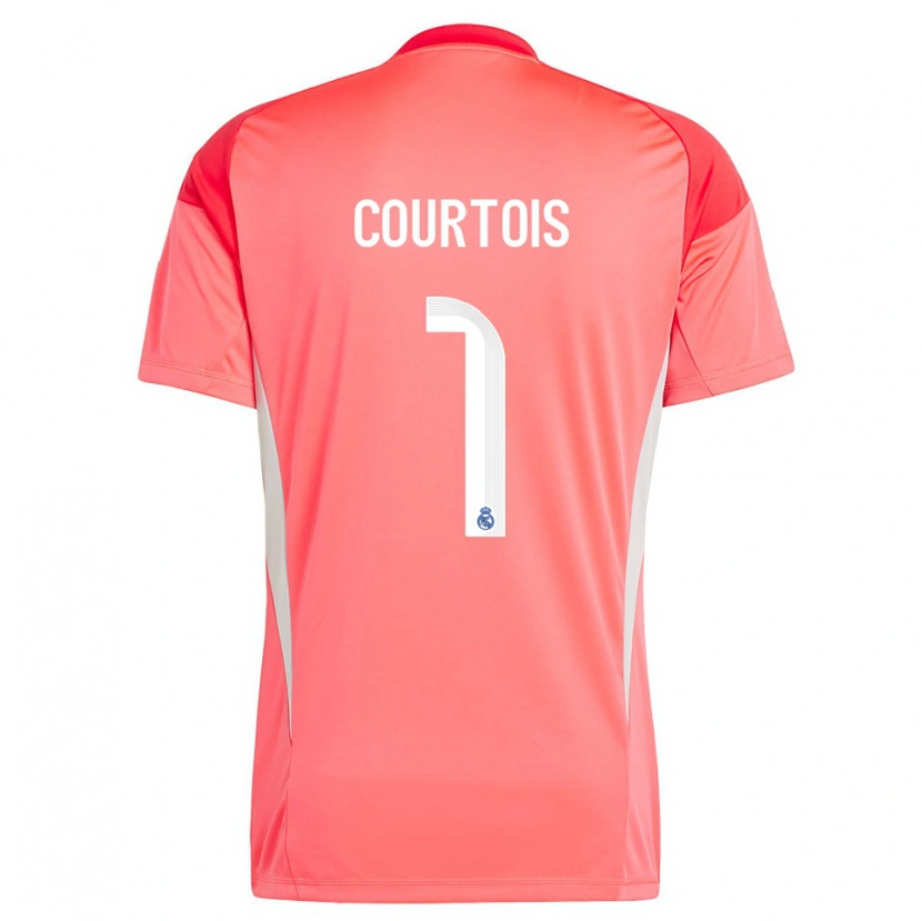 Danxen Bambino Thibaut Courtois #1 Maglia Gara Portiere Arancione Rosso Bianco 2025/26 Maglietta