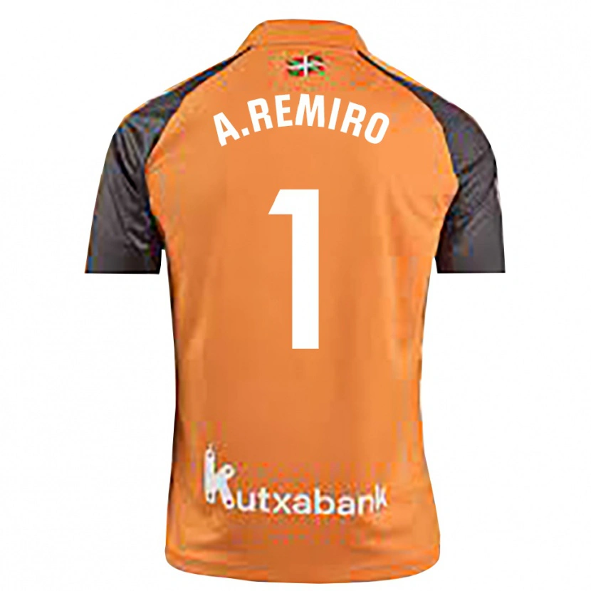 Danxen Bambino Álex Remiro #1 Maglia Gara Portiere Nero Arancio 2025/26 Maglietta