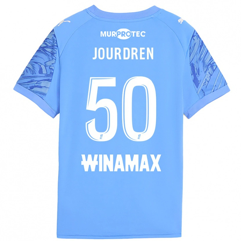 Danxen Bambino Ilan Jourdren #50 Maglia Gara Portiere Azzurro Bianco 2025/26 Maglietta