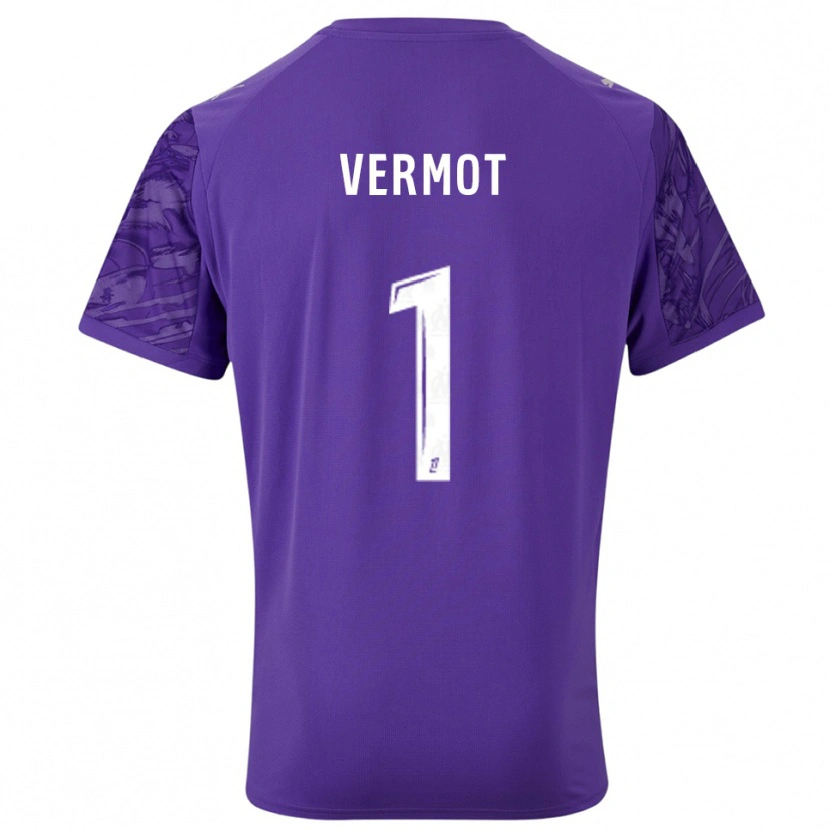 Danxen Bambino Théo Vermot #1 Maglia Gara Portiere Viola Bianco 2025/26 Maglietta