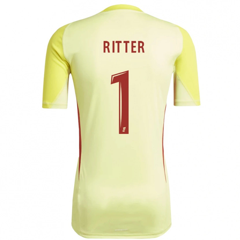 Danxen Bambino Maxime Ritter #1 Maglia Gara Portiere Giallo Chiaro Rosso 2025/26 Maglietta