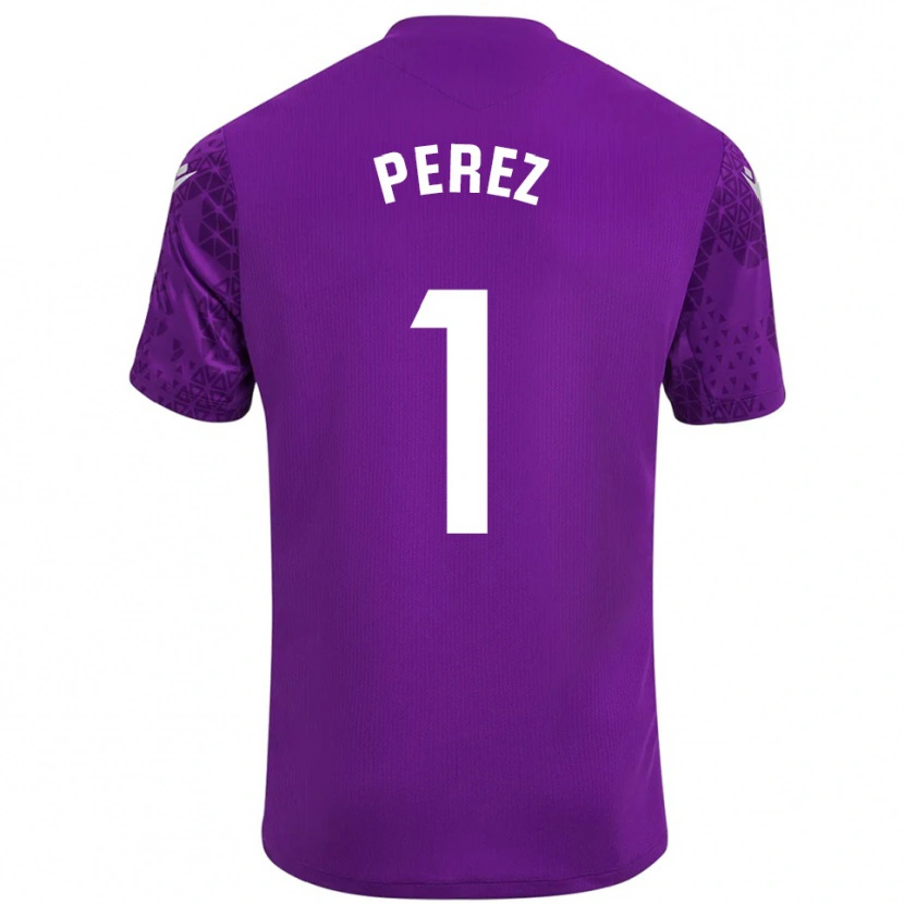Danxen Bambino Fer Pérez #1 Maglia Gara Portiere Viola Scuro Bianco 2025/26 Maglietta