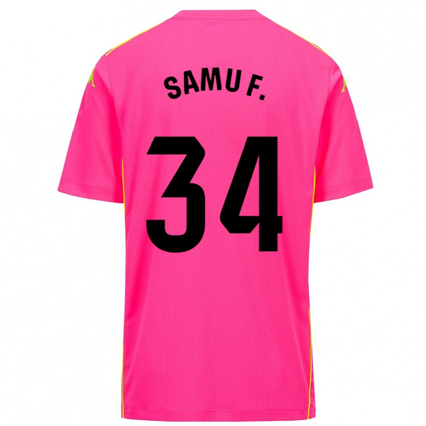 Danxen Bambino Samu Fernández #34 Maglia Gara Portiere Rosa Profondo Nero 2025/26 Maglietta
