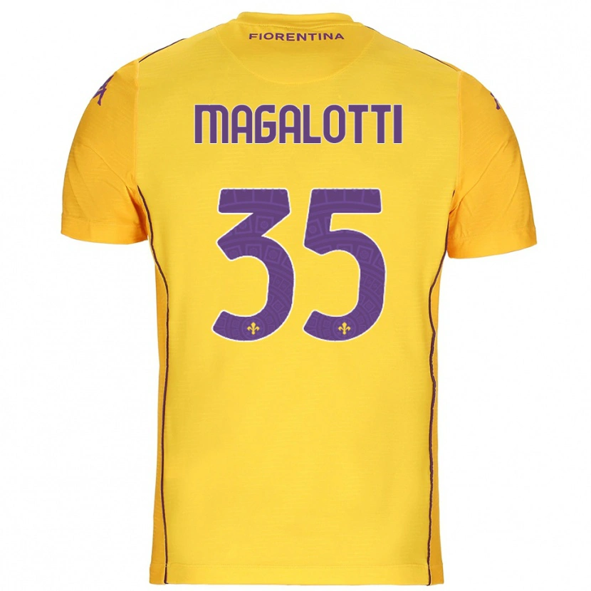 Danxen Bambino Mattia Magalotti #35 Maglia Gara Portiere Arancione Giallo Viola 2025/26 Maglietta