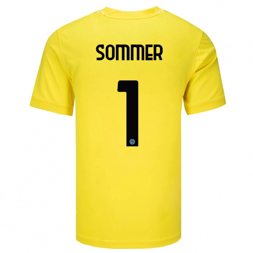 Danxen Bambino Yann Sommer #1 Maglia Gara Portiere Giallo Chiaro Nero 2025/26 Maglietta