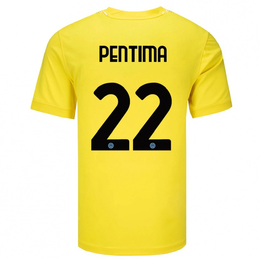 Danxen Bambino Alessandro Pentima #22 Maglia Gara Portiere Giallo Chiaro Nero 2025/26 Maglietta