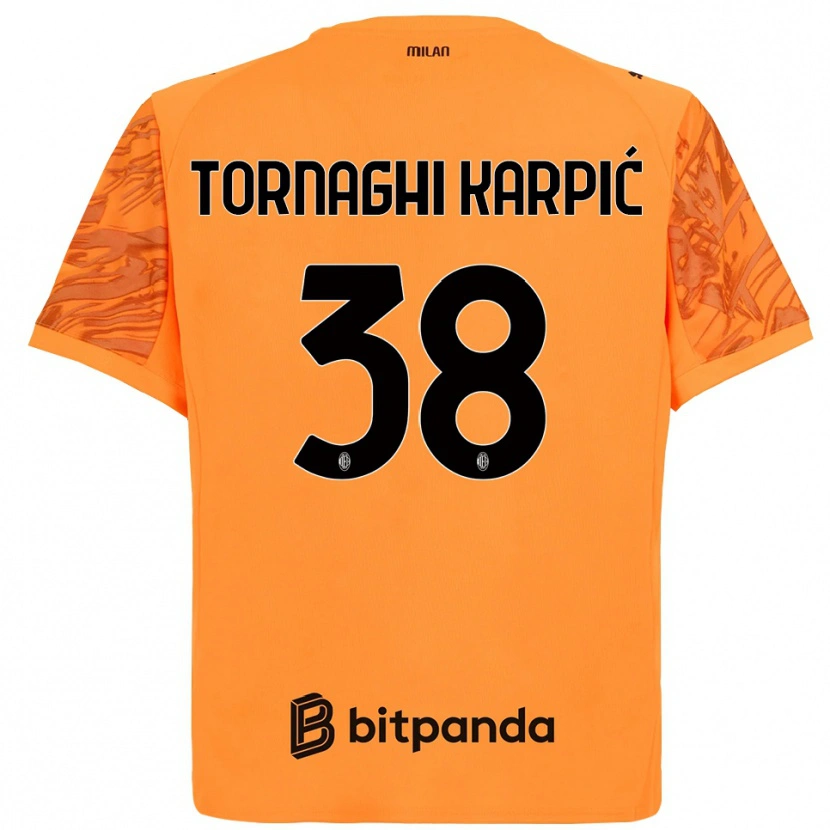 Danxen Bambino Lavinia Tornaghi Karpić #38 Maglia Gara Portiere Arancione Giallo Nero 2025/26 Maglietta