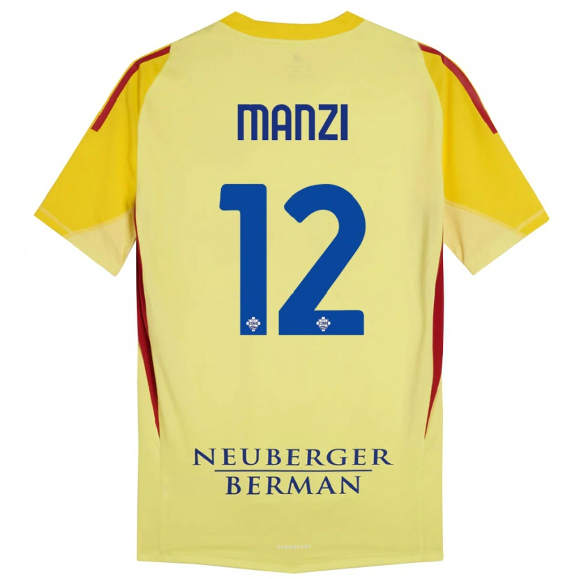 Danxen Bambino Federico Manzi #12 Maglia Gara Portiere Giallo Chiaro Nero 2025/26 Maglietta