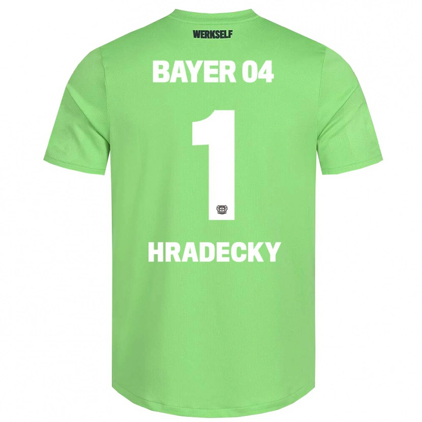 Danxen Bambino Lukas Hradecky #1 Maglia Gara Portiere Verde Chiaro Bianco 2025/26 Maglietta
