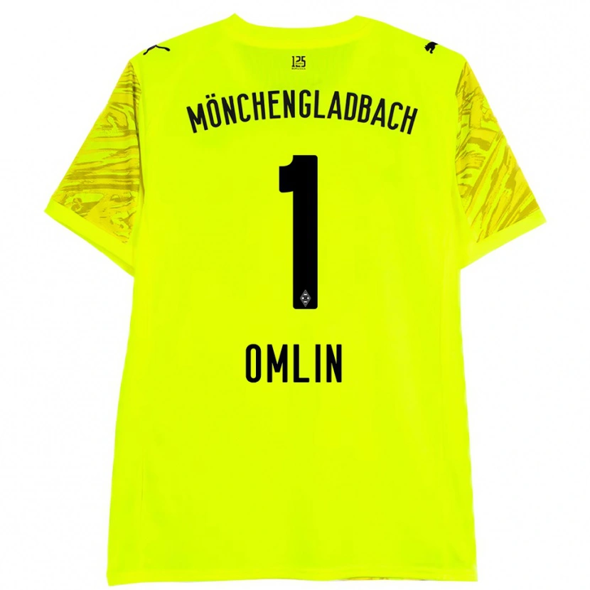 Danxen Bambino Jonas Omlin #1 Maglia Gara Portiere Giallo Nero 2025/26 Maglietta