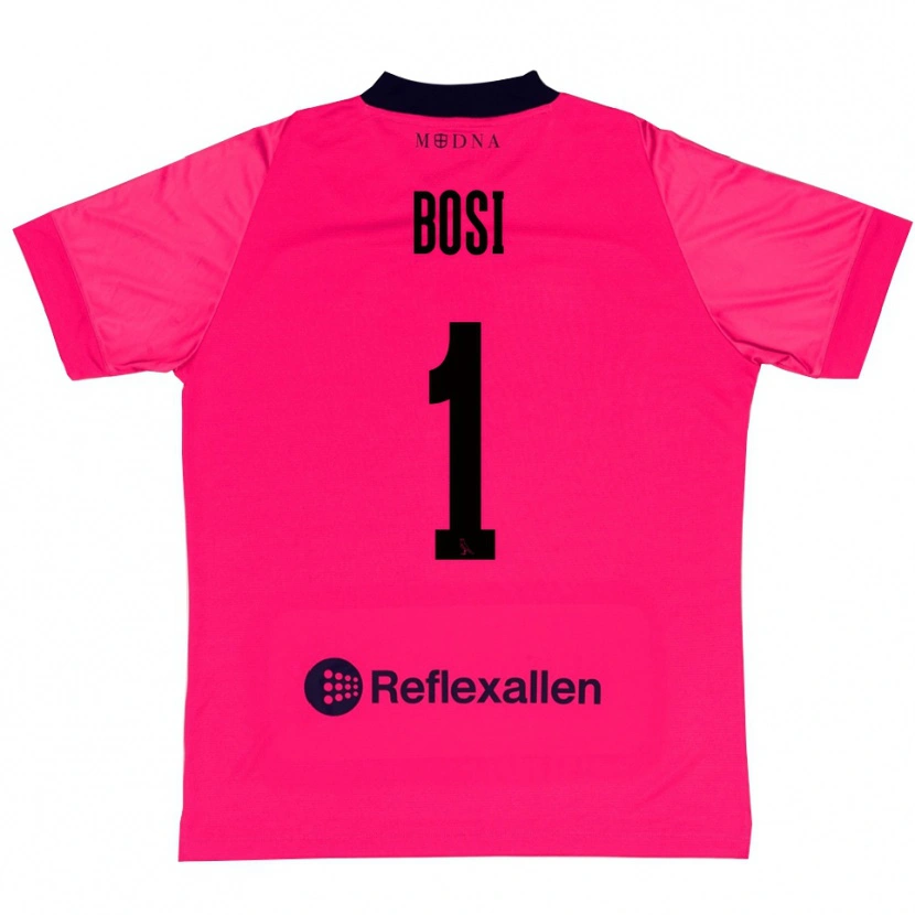 Danxen Bambino Matteo Bosi #1 Maglia Gara Portiere Rosa Intenso Nero 2025/26 Maglietta