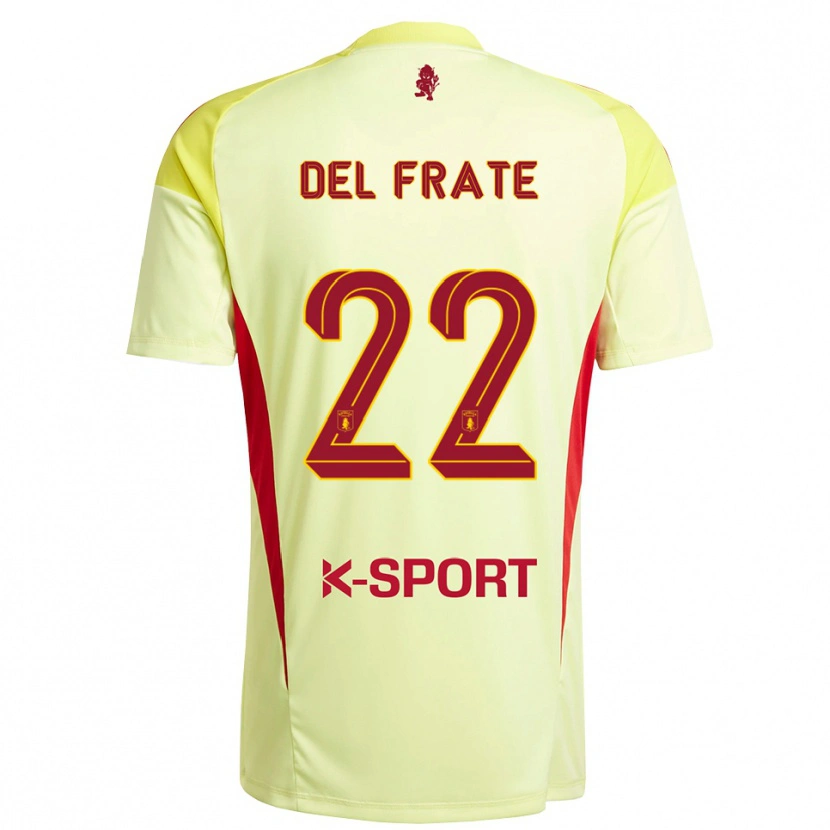 Danxen Bambino Federico Del Frate #22 Maglia Gara Portiere Giallo Chiaro Rosso 2025/26 Maglietta