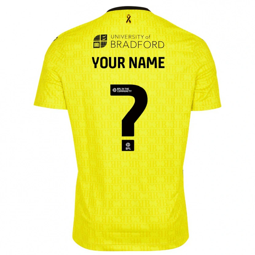 Danxen Bambino Bradford City Maglia Gara Portiere Nero Giallo 2025/26 Maglietta