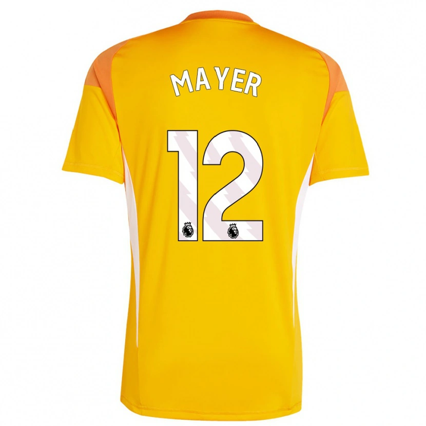 Danxen Bambino Oliver Mayer #12 Maglia Gara Portiere Bianco Arancio 2025/26 Maglietta
