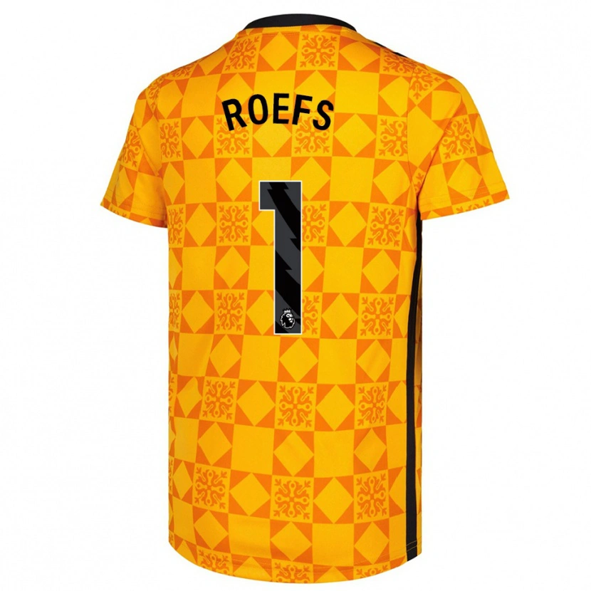 Danxen Bambino Robin Roefs #1 Maglia Gara Portiere Giallo Nero 2025/26 Maglietta