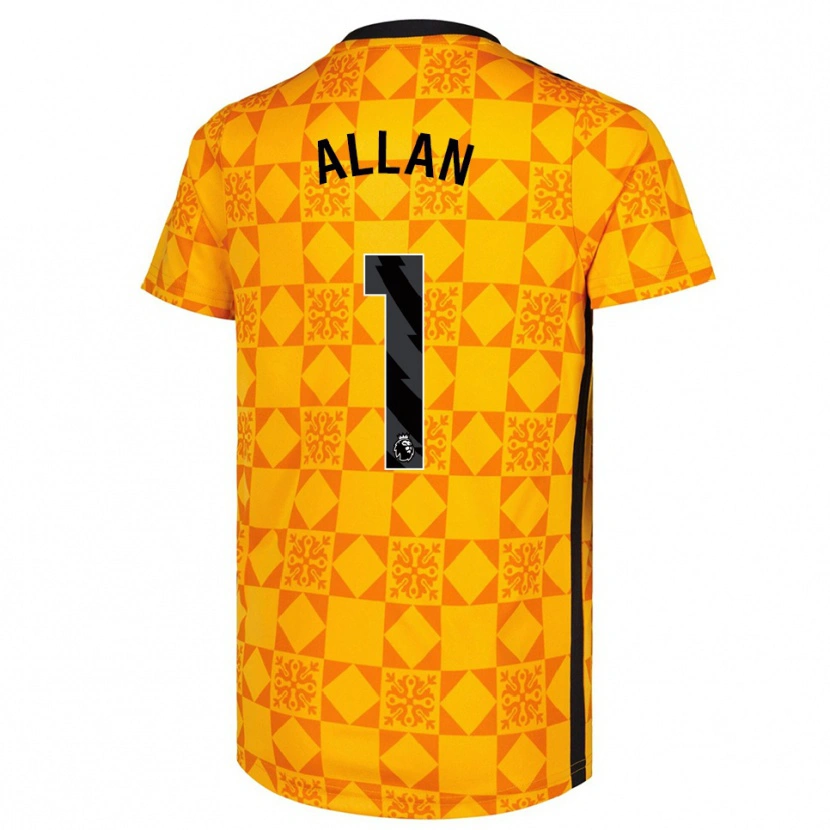 Danxen Bambino Isaac Allan #1 Maglia Gara Portiere Giallo Nero 2025/26 Maglietta