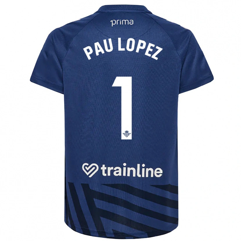 Danxen Bambino Pau López #1 Maglia Gara Portiere Blu Royal Bianco 2025/26 Maglietta